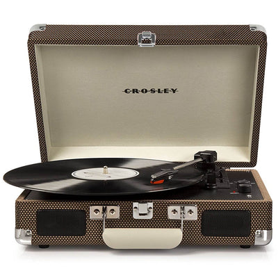 Crosley Cruiser Deluxe Portable 3 Speed Bluetooth Record Player Turntable, Tweed