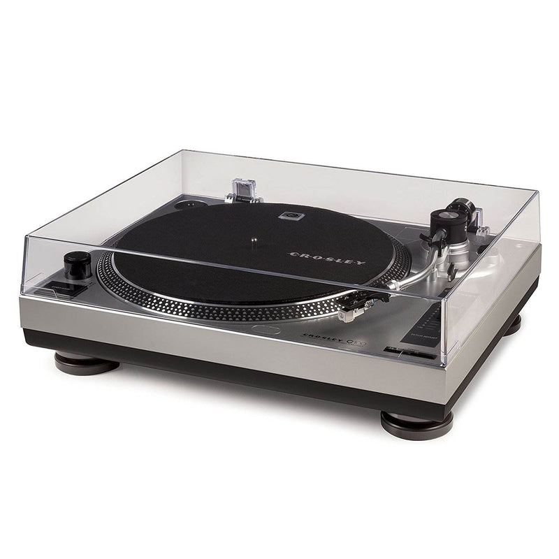 Crosley C100 2 Speed S-Shaped Built-In Preamp Record Player Turntable with Lid