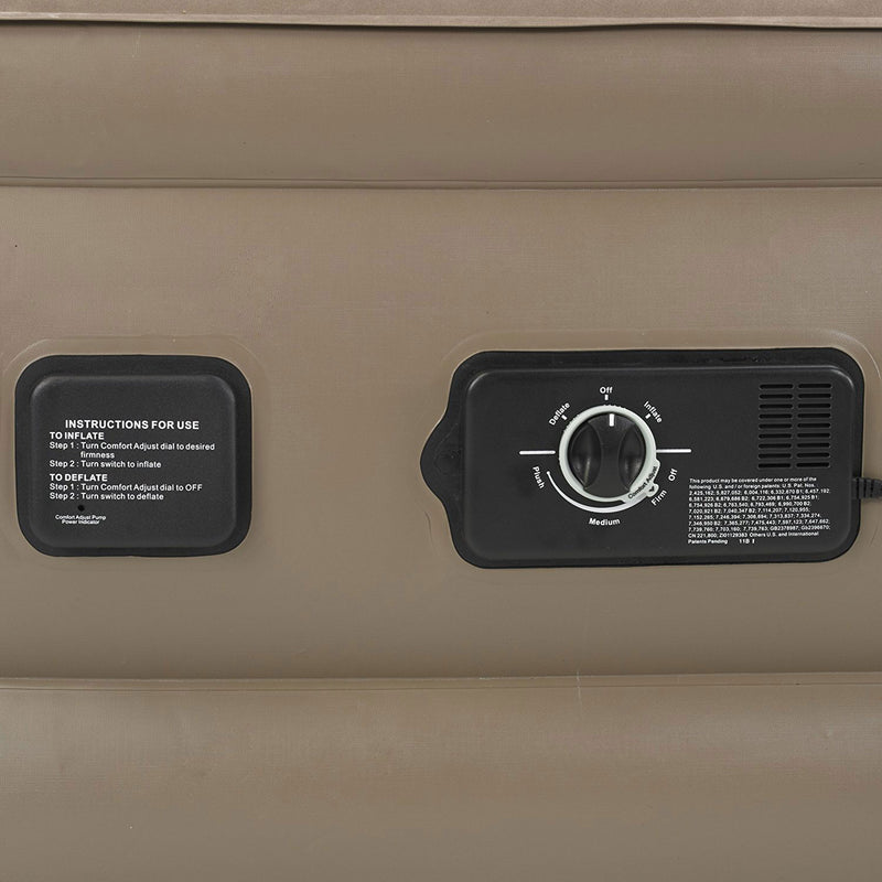 Insta-Bed EZ Queen Tan Air Mattress Airbed & Frame with Never Flat AC Pump