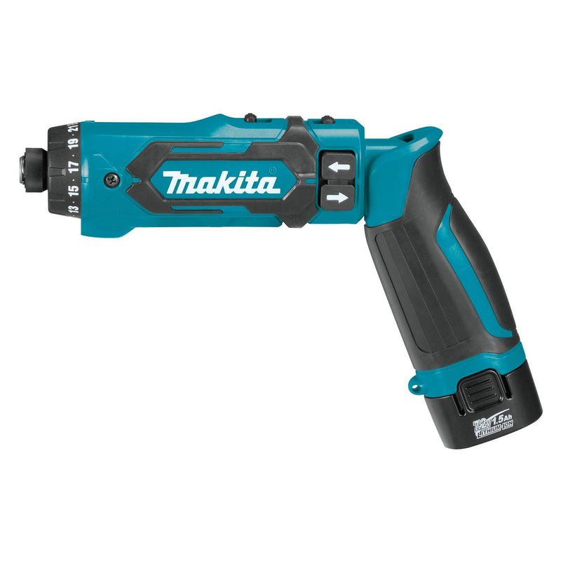 Makita 7.2V Lithium Ion Cordless 650 RPM Auto Stop Clutch 0.25" Drill Driver Kit