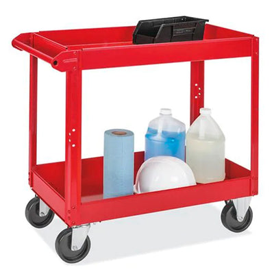 Olympia Tools 85-184 2 Tier 600 Pound Capacity Steel Utility Rolling Cart, Red