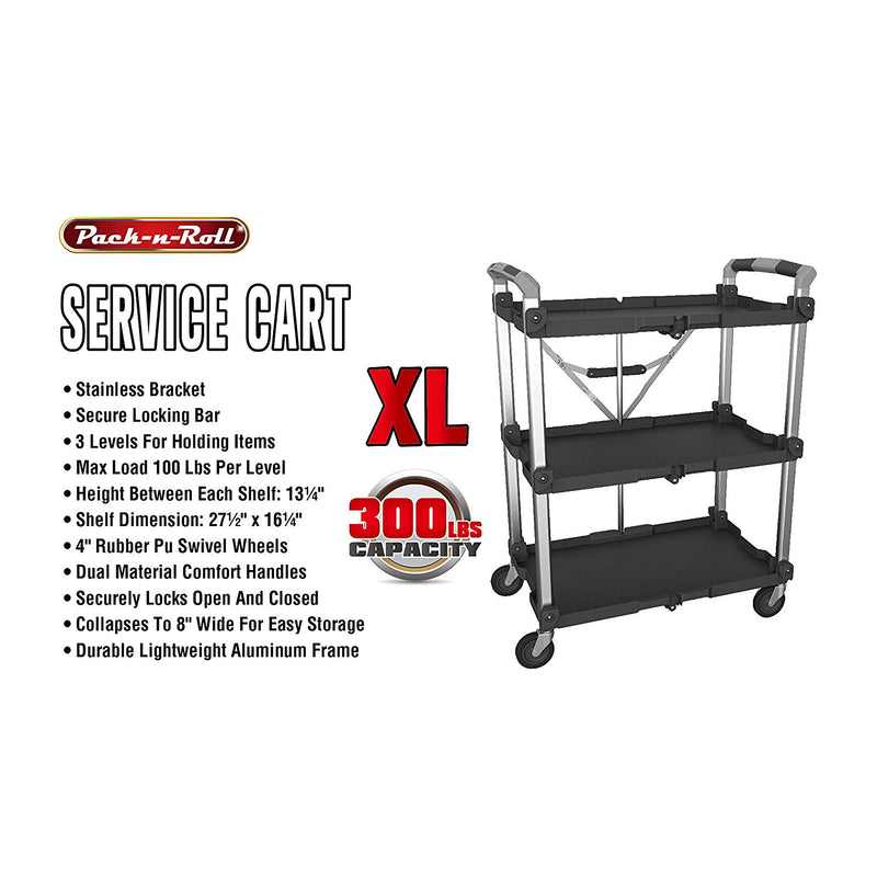 Olympia Tools 85-189 Pack n Roll XL Collapsible Storage Service Cart with Wheels