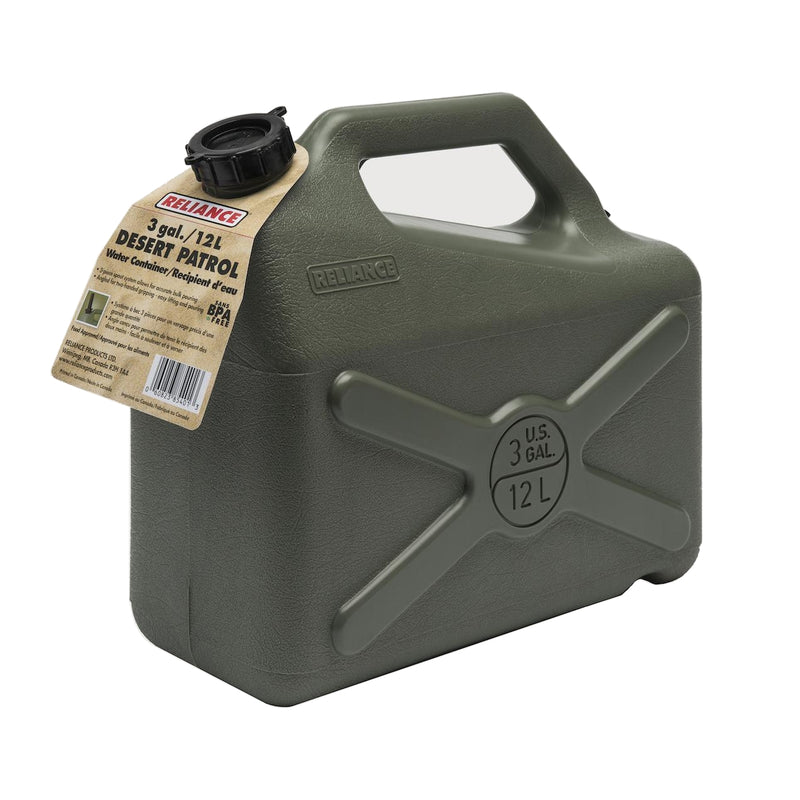 Reliance Products Desert Patrol Rigid Water Container Jug with Handle, 3 Gallon
