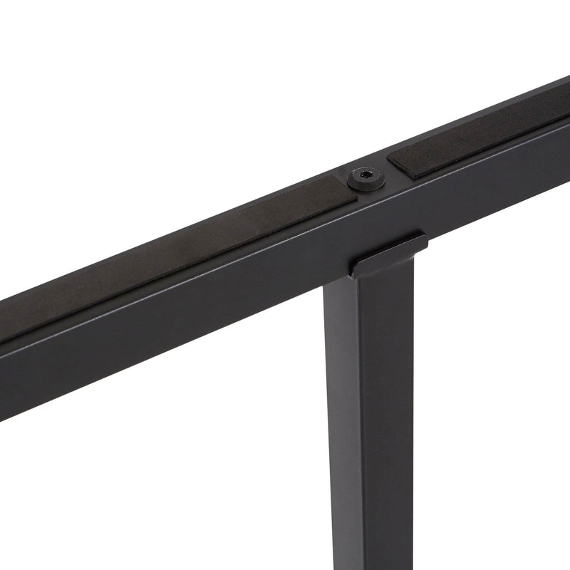 intelliBASE Full Size Wooden Slat Black Metal Platform Bed Frame with Headboard