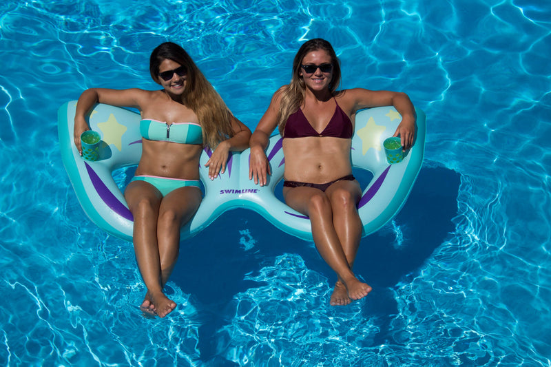 Swimline Masquerade Inflatable Double Seat Swimming Pool Float Lounger, Blue