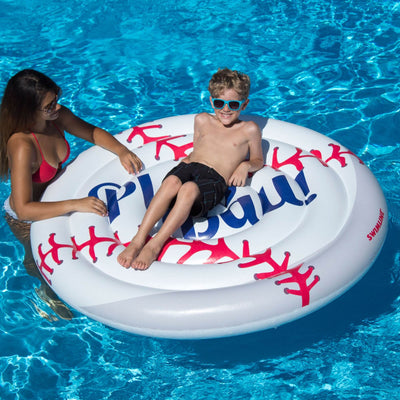 Swimline 90532 Giant Baseball Inflatable Swimming Pool Toy Raft Ride On Float
