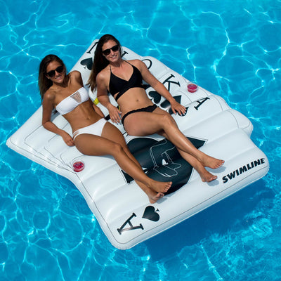 Swimline Royal Flush Playing Card Mat Inflatable 2 Rider Swimming Pool Float