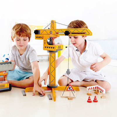 Hape Playscapes Toddler Kids Wooden Toy Crane Lift Play Set (Open Box)