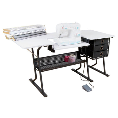 Studio Designs Eclipse Hobby Sewing Arts & Crafts Center Table, Black & White