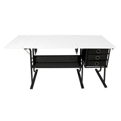 Studio Designs Eclipse Hobby Sewing Arts & Crafts Center Table, Black & White