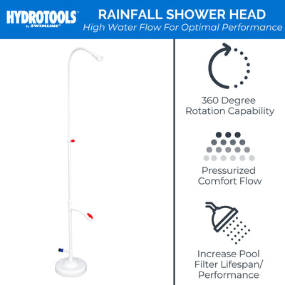 HYDROTOOLS by Swimline 7' Poolside Outdoor Shower, Adjustable Head & Foot Spigot - VMInnovations