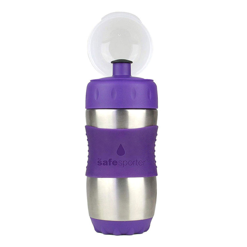 Kid Basix Safe Sporter 12 Ounce Reusable Stainless Steel Water Bottle, Purple