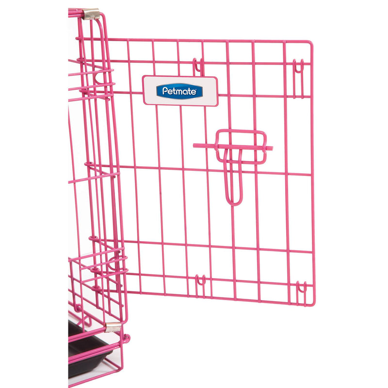 Petmate 24 Inch Adjustable Puppy Dog 2 Door House Training Crate Kennel, Pink