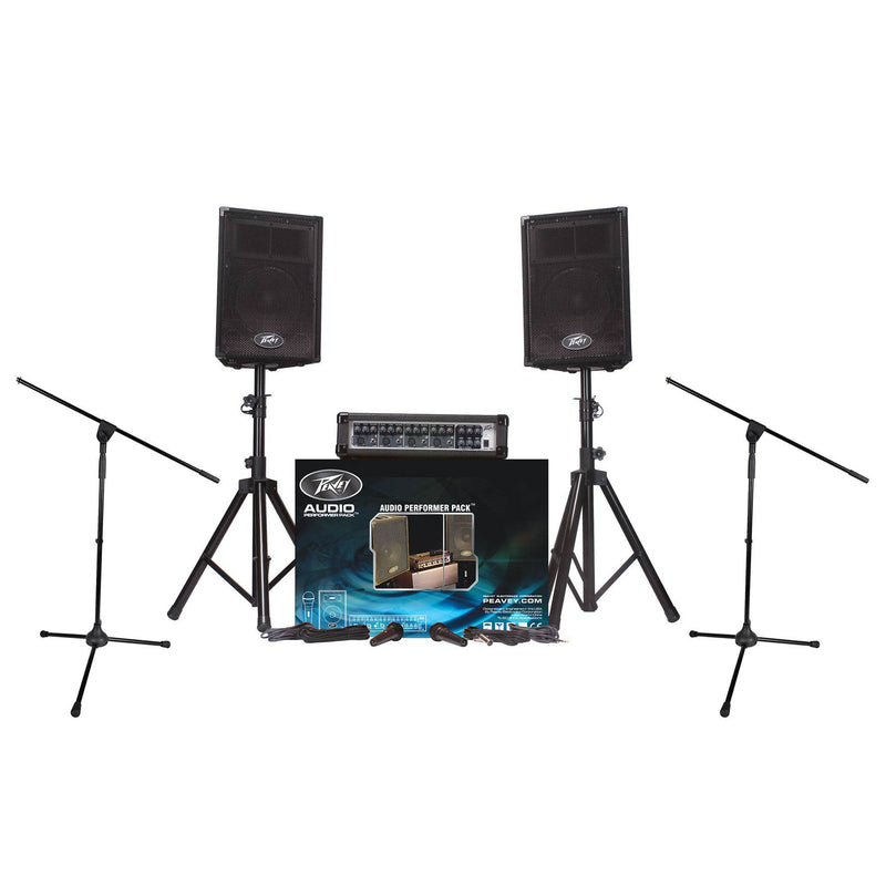 Peavey PA System with 2 Speakers, Mixer, 2 Stands, & 2 Mics + Mic Stand (2 Pack)