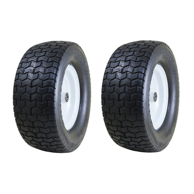Marathon 16 x 6.50-8, 3 " Hub Flat Free 3/4" Bearing Mower Tire Wheel (2 Pack)