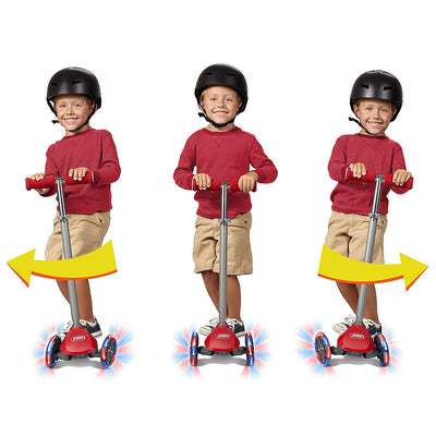 Radio Flyer 549BZ Lean 'N Glide Kids 3-Wheel Scooter with Light Up Wheels, Red