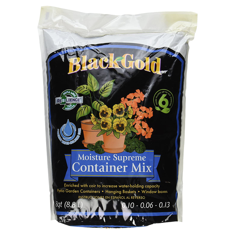 SunGro Black Gold Natural and Organic Moisture Supreme Container Mix, 8 Qt Bag