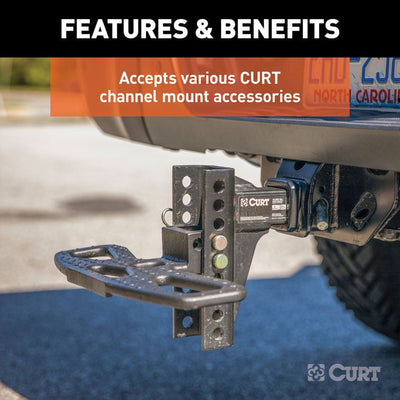 Curt 45900 2in 14K Lb Trailer Towing Hitch Dual Ball Adjustable Channel Mount