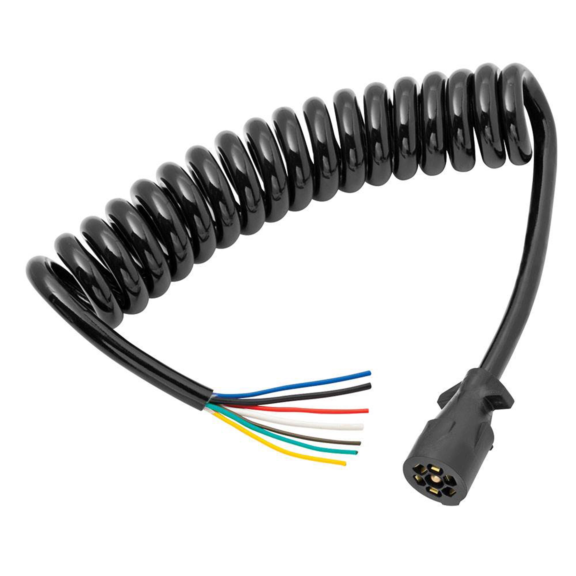 Bargman 54006-043 Coiled 7 Way Molded Trailer Connector Harness, Trailer End - VMInnovations