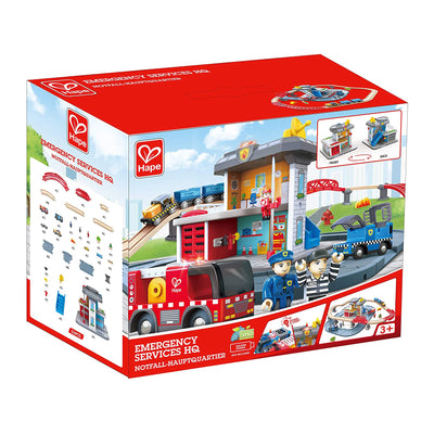 Hape Emergency Services HQ 2 In 1 Police and Fire Station Complete Play Toy Set