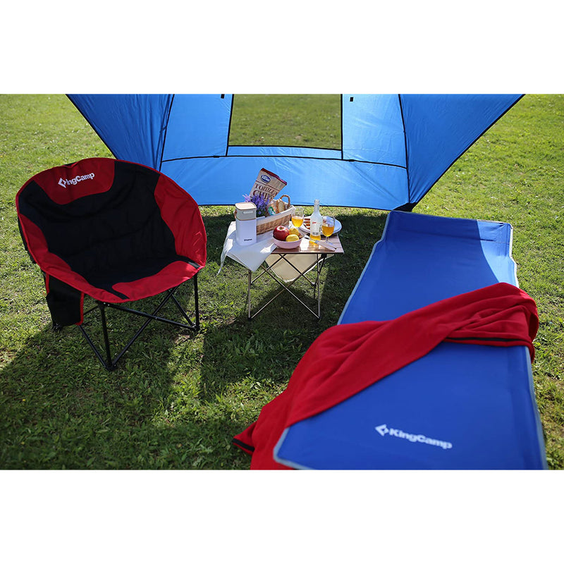 KingCamp Folding Deluxe Lightweight Portable Camping Side Pocket Bed Cot, Blue