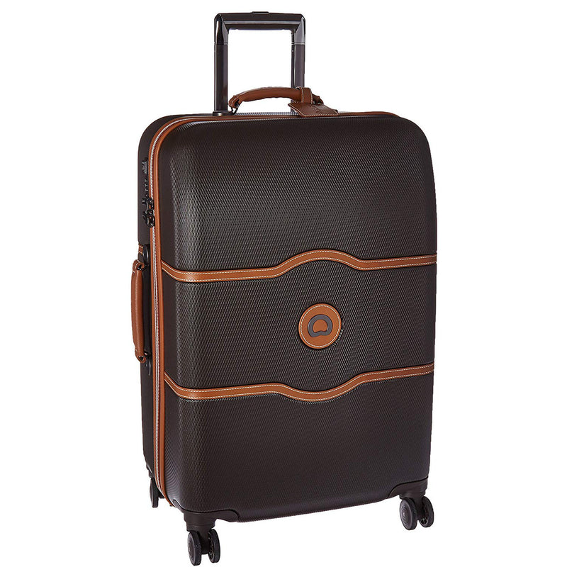 DELSEY Paris Chatelet Hard 24" Checked-Medium Spinner Suitcase, Chocolate Brown