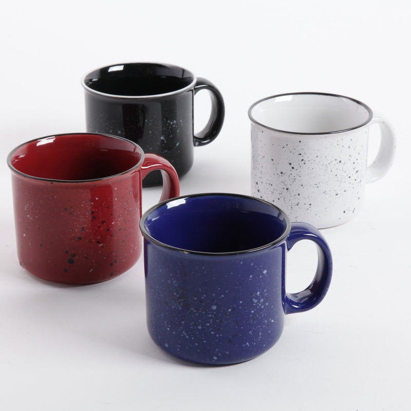 Gibson Home Altaic Speckled 17 Ounce Enamelware Coffee Mug Assortment, Set of 4