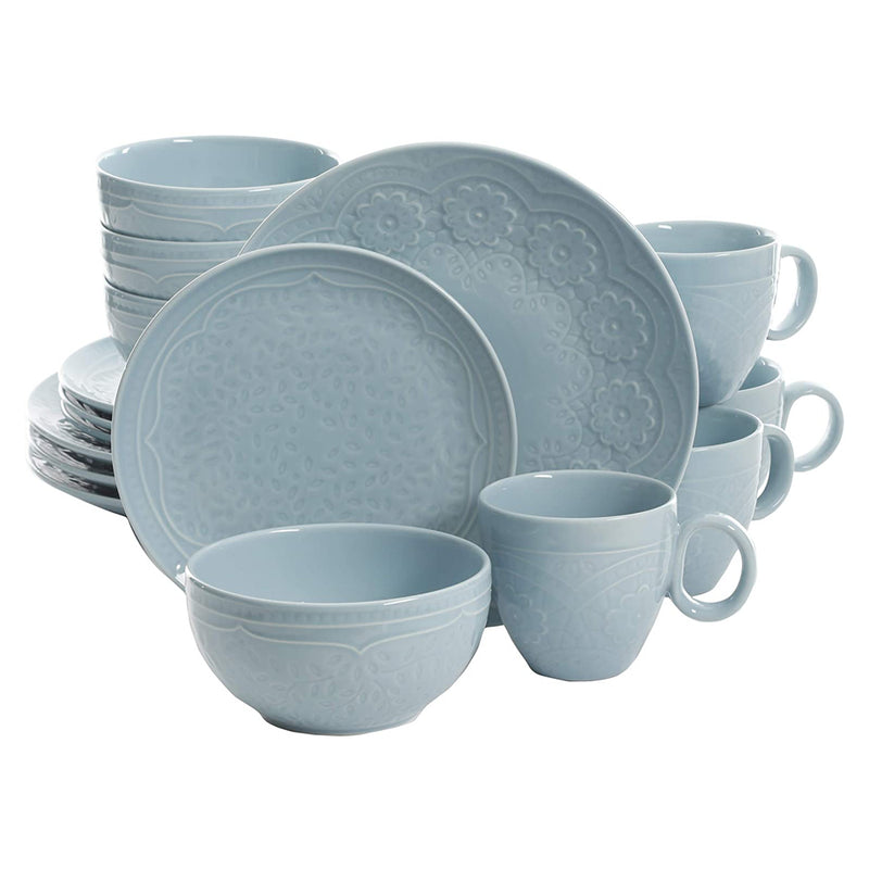 Gibson Elite 16 Piece Floral Glaze Dinnerware Set with Plates, Bowls, and Mugs