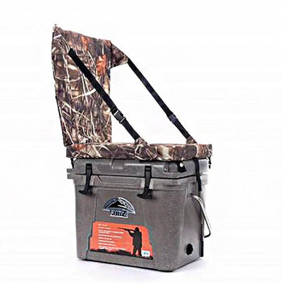 Sub Z 23 Qt Camping Hard Cooler with High Back Camouflage Seat, Tan (Open Box)