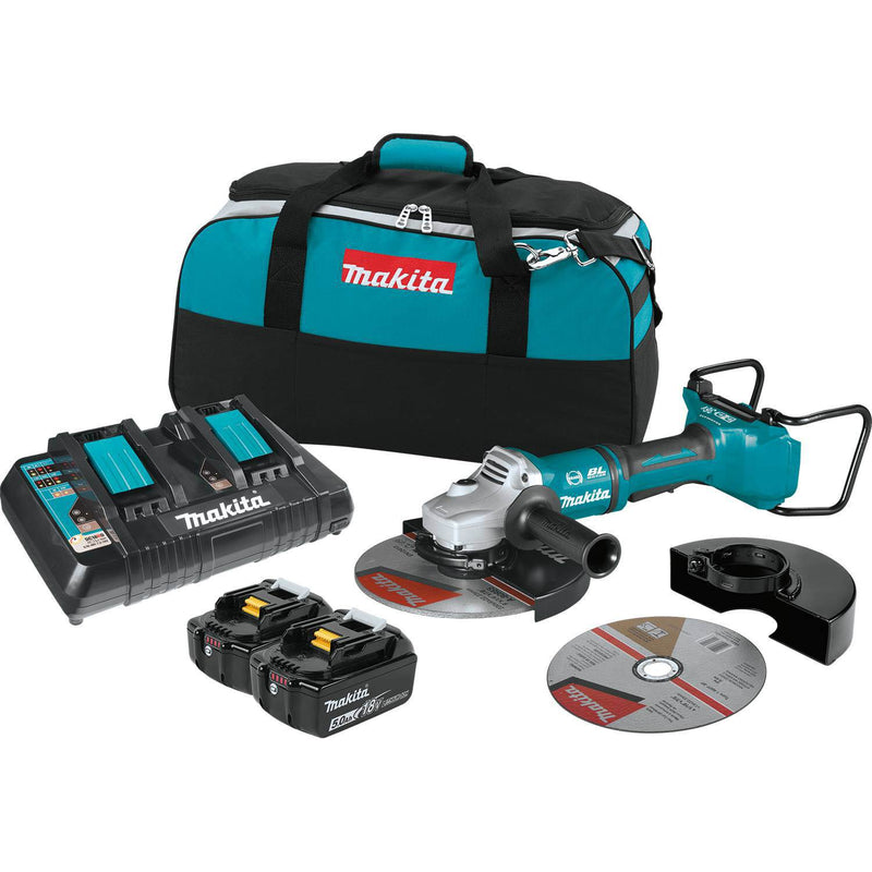 Makita 18V 5.0Ah X2 LXT Lithium Ion Brushless Cordless 9 Inch Angle Grinder Kit - VMInnovations