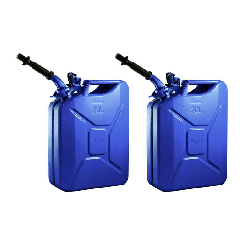 Wavian 3012 5.3 Gal 20L Authentic CARB Jerry Cans with Spout, Blue, 2 Pack