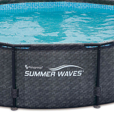 Summer Waves 10'x30" Above Ground Frame Pool Set w/ Pump, Dark Wicker (Open Box)