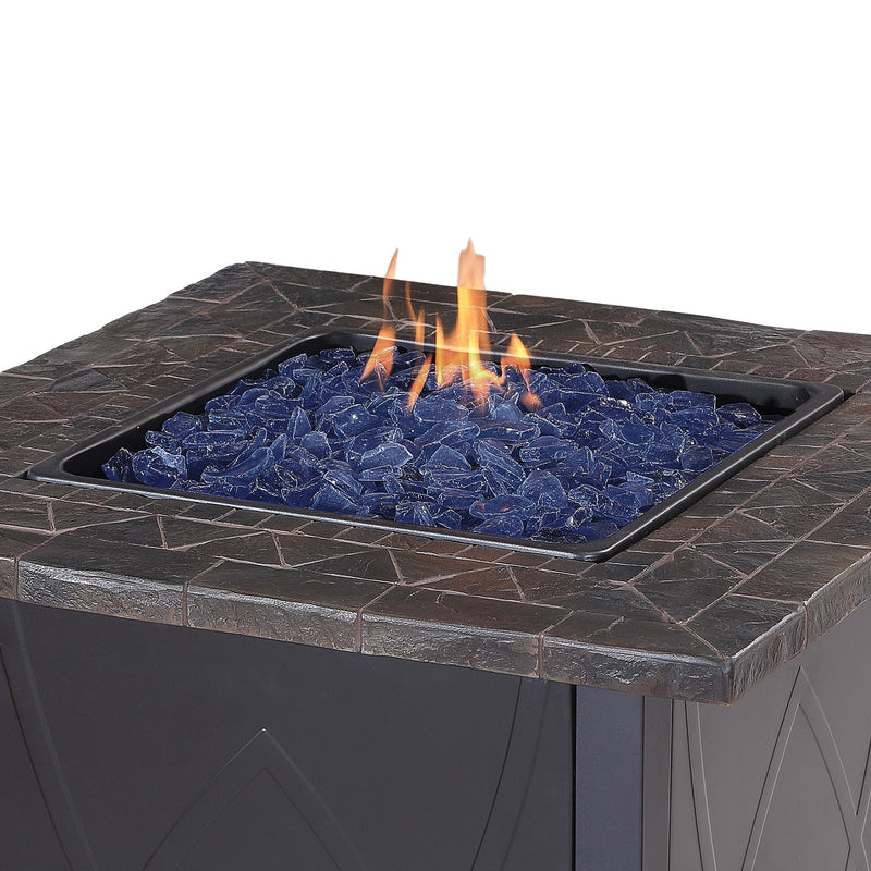 Endless Summer 30,000 BTU Outdoor Propane Gas Patio Fire Table with Blue Glass