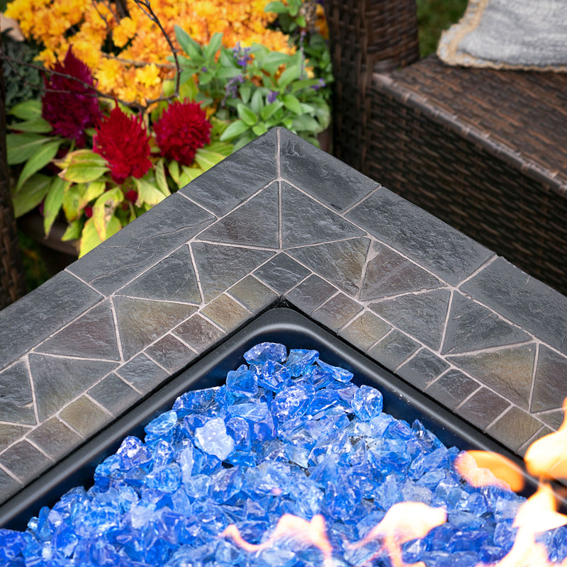 Endless Summer 30,000 BTU Outdoor Propane Gas Patio Fire Table with Blue Glass