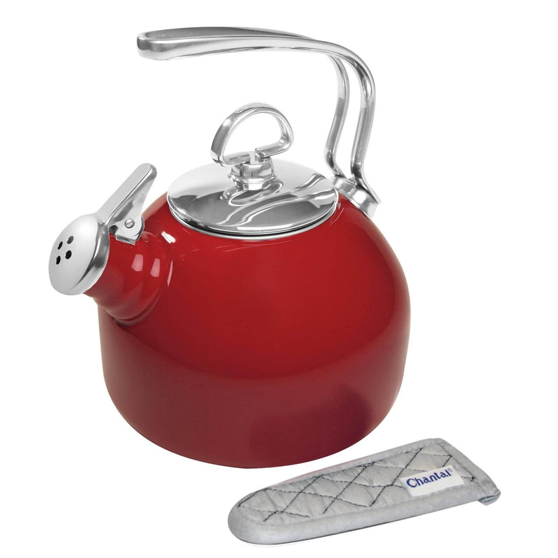 Chantal 1.8 Quart Enamel On Steel Classic Stove Top Whistling Teapot Kettle, Red