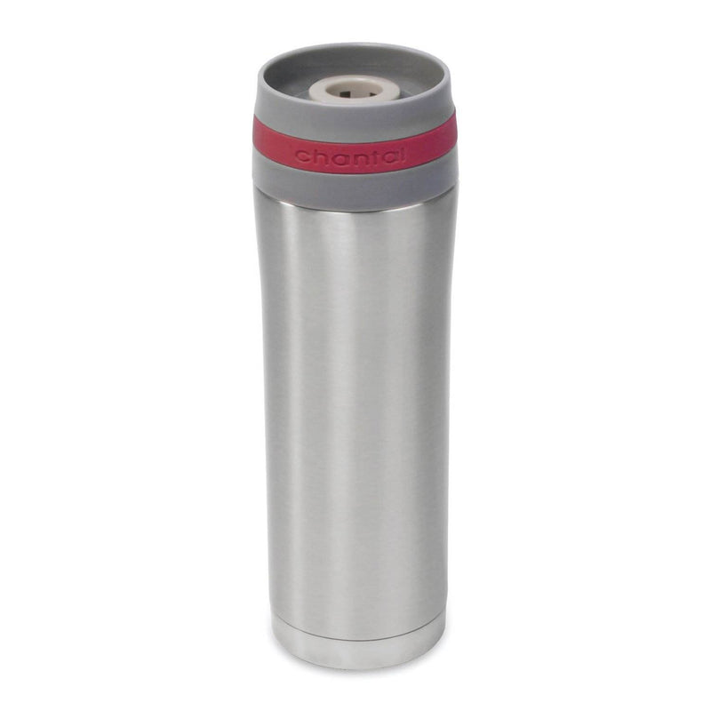 Chantal 15 Ounce Stainless Steel Vacuum Insulated Easy Beverage Travel Mug, Red