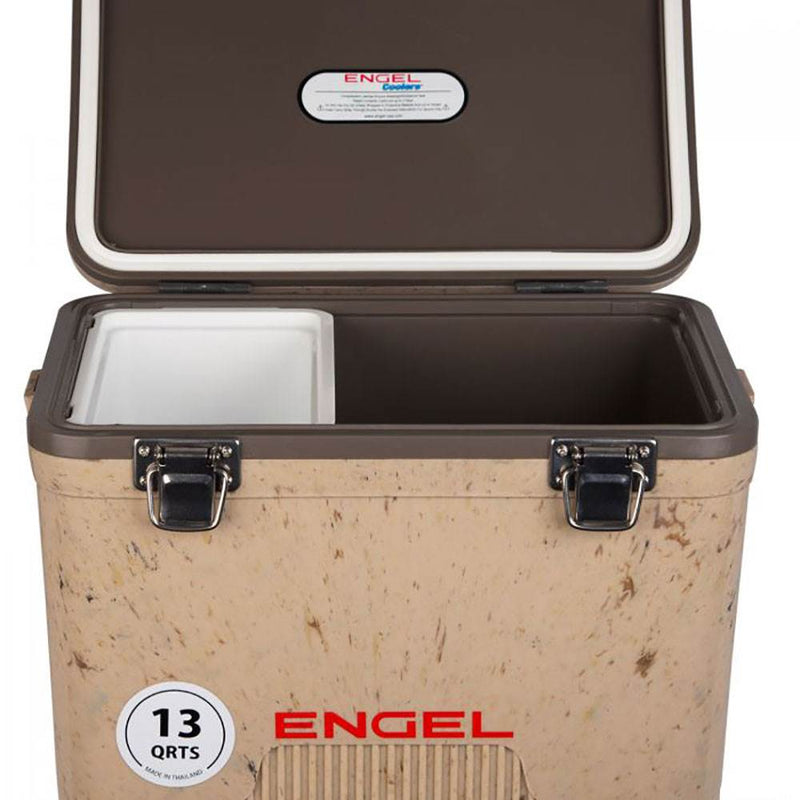 ENGEL 13 Quart Compact Durable Ultimate Leak Proof Dry Box Cooler, Grassland Tan