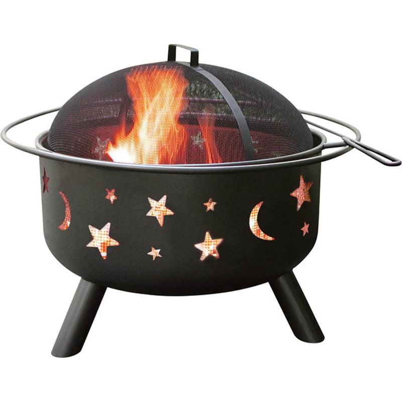 Landmann Big Sky Stars and Moons Durable Steel Wood Fire Pit with Accessories