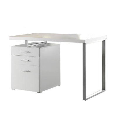 Coaster Home Furniture Office File Drawer Writing Desk, White and Silver (Used)