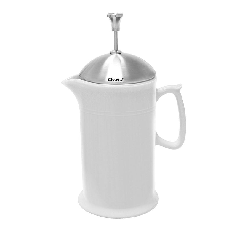 Chantal Ceramic Coffee French Press with Stainless Steel Plunger and Lid, White