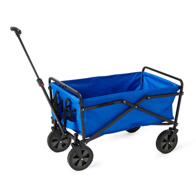 Seina 150lb Capacity Folding Collapsible Steel Outdoor Utility Wagon Cart, Blue