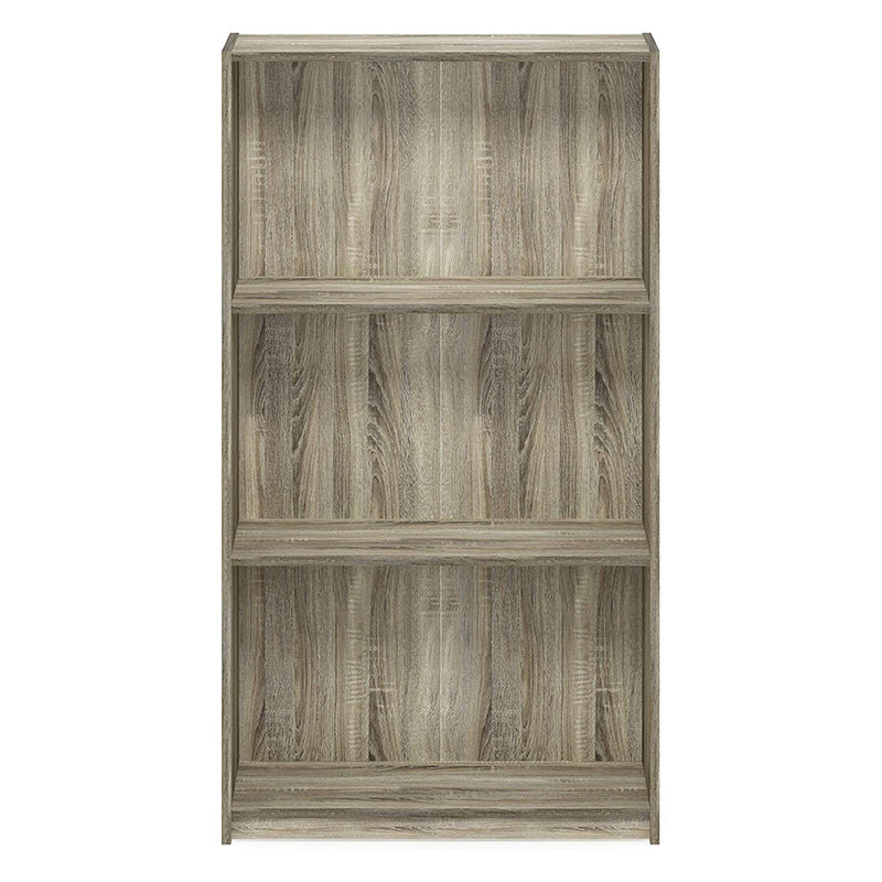 Furinno Basic 3 Tier Open Bookcase Display Storage Shelf Organizer, Sonoma Oak
