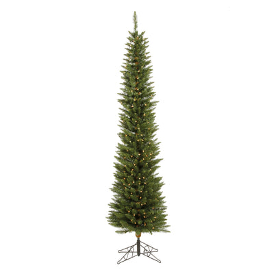 Vickerman Durham Pole Pine 7.5 Foot Slim Artificial Christmas Tree with Lights