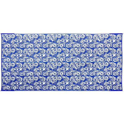 Camco 8 by 16 Foot Reversible Outdoor RV Awning Leisure Patio Mat, Blue Swirl