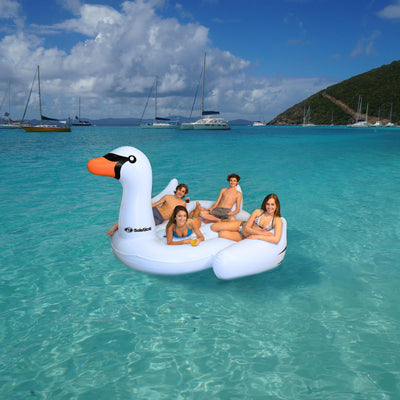Swimline Giant Swan Inflatable Ride On Pool Float Raft Island, White (Open Box)