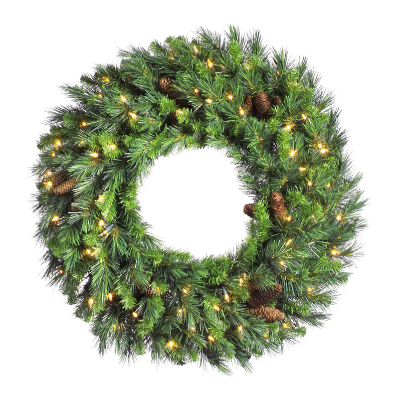 Vickerman Cheyenne Pine 42 Inch Artificial Prelit Christmas Wreath with Lights