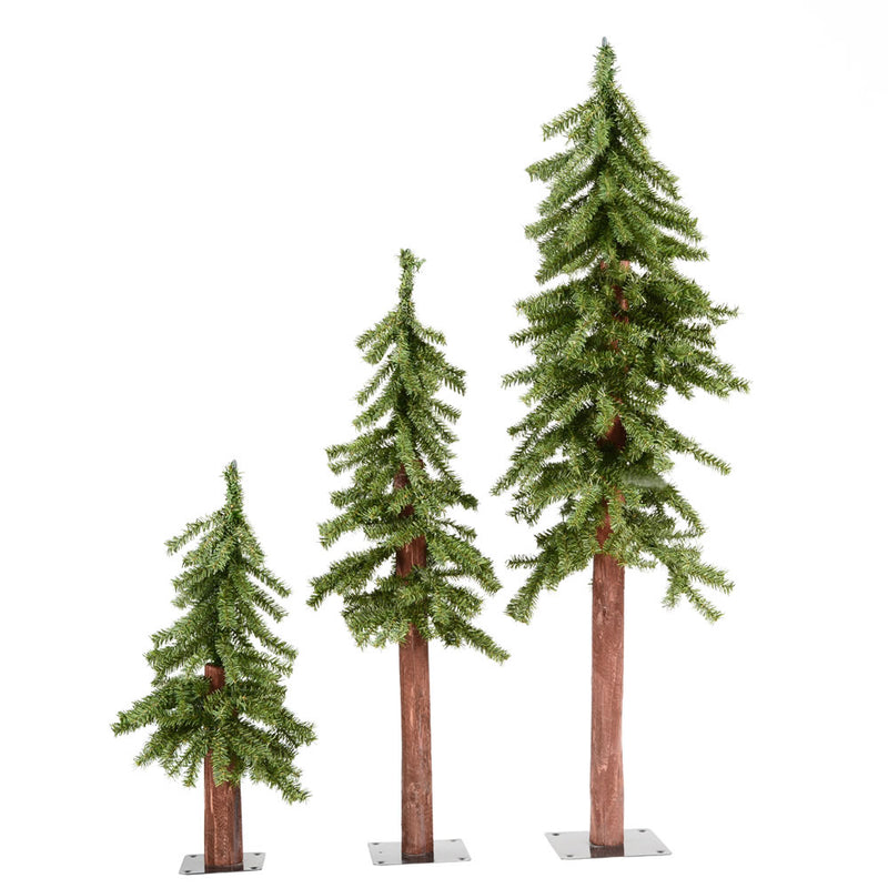 Vickerman 2ft, 3ft and 4ft Unlit Natural Alpine Artificial Christmas Tree Set