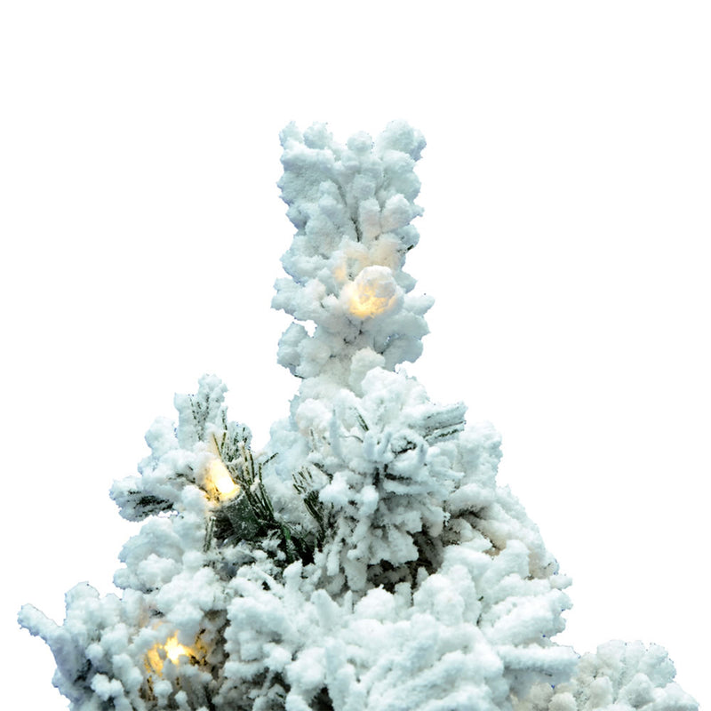 Vickerman Flocked Alaskan 36 Inch Artificial Christmas Tree with LED Lights