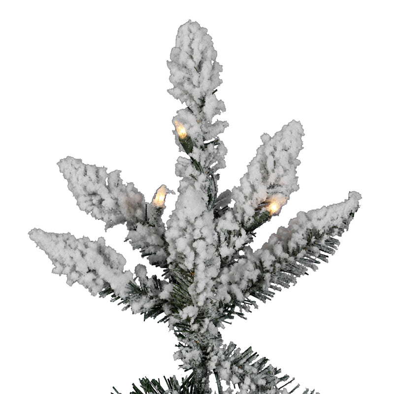 Vickerman Flocked Utica 7.5 Foot Artificial Christmas Tree with White Lights