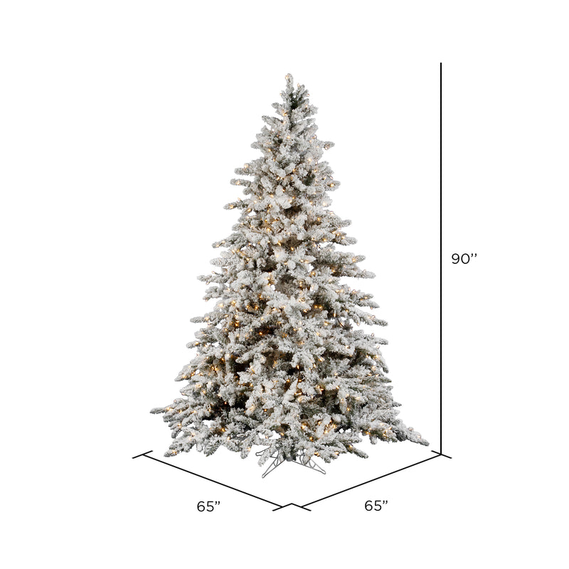 Vickerman Flocked Utica 7.5 Foot Artificial Christmas Tree with White Lights
